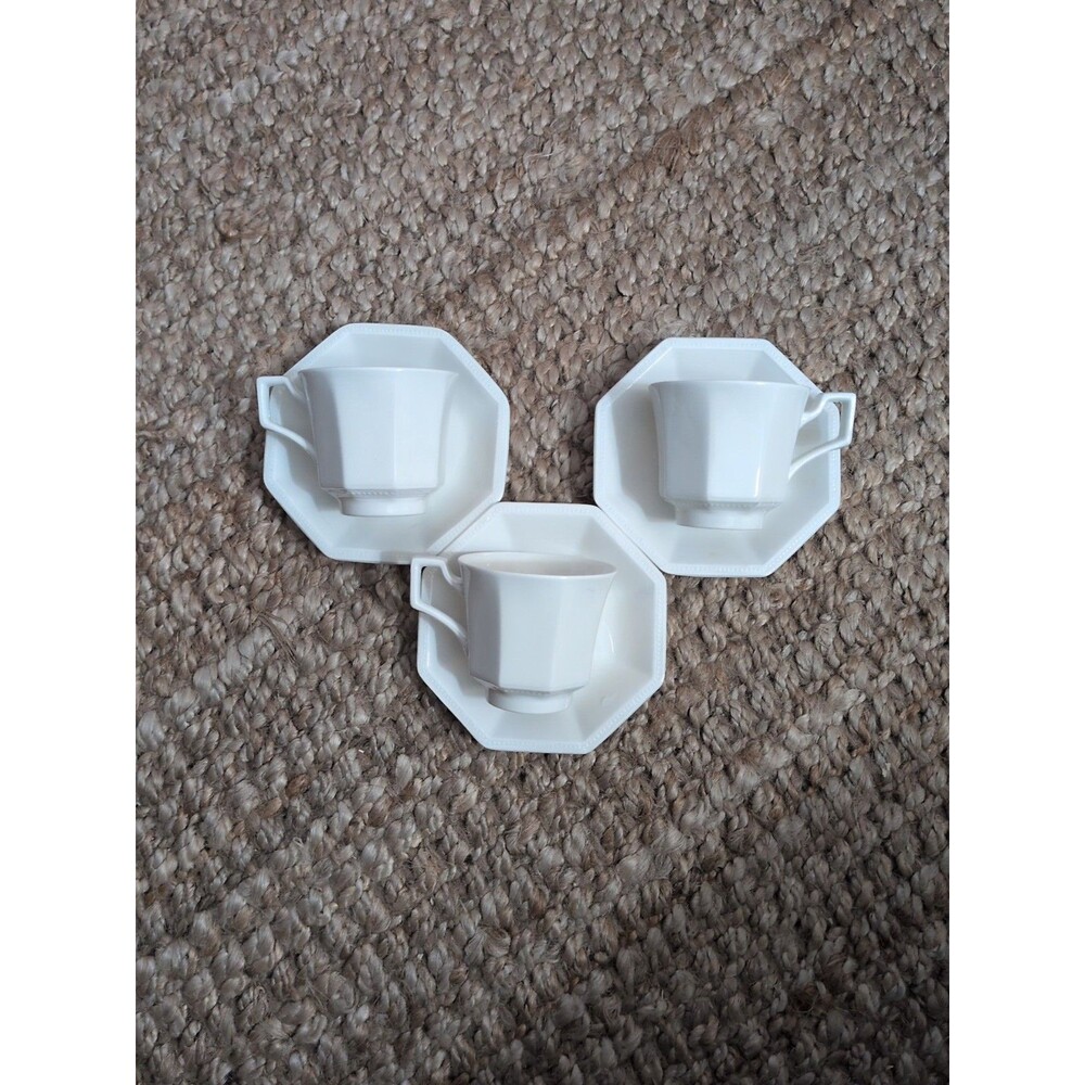Johnson Brothers Heritage White Cups Saucers SET OF 3 Ironstone